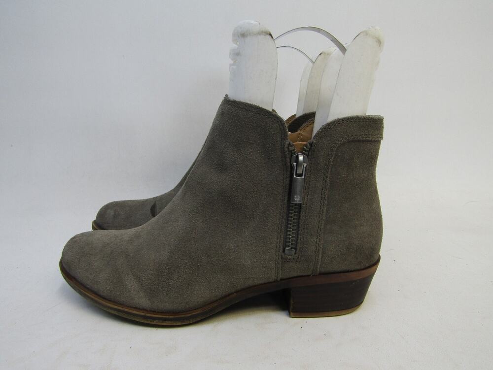 Lucky Brand Womens Size 7.5 M Brown Suede Zip Ankle Fashion Boots Bootie